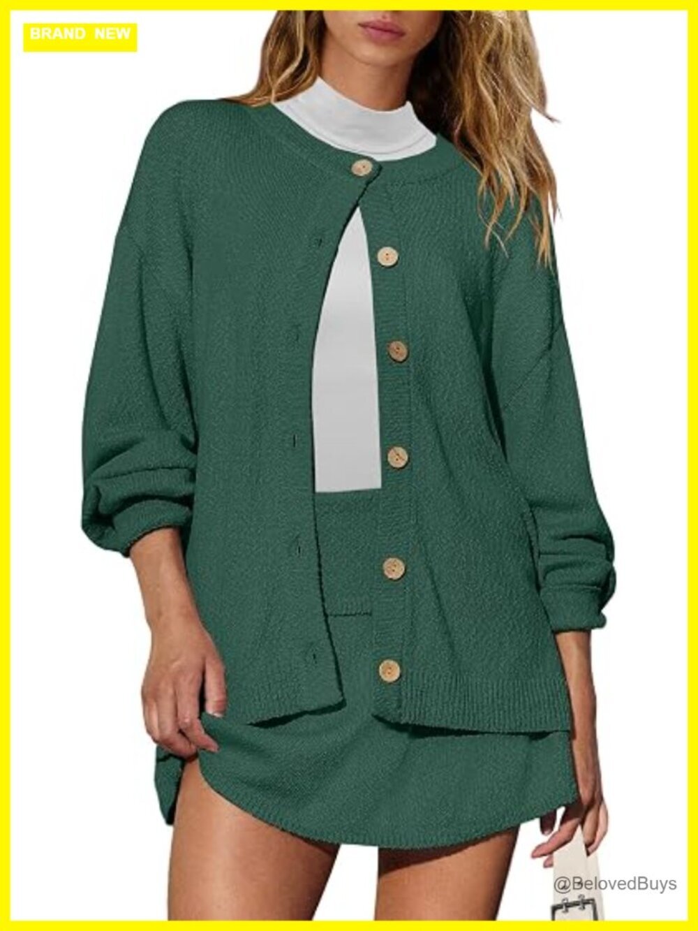 Knit Cardigan and Skort 2 Piece Lounge Set Sweater Skirt Set